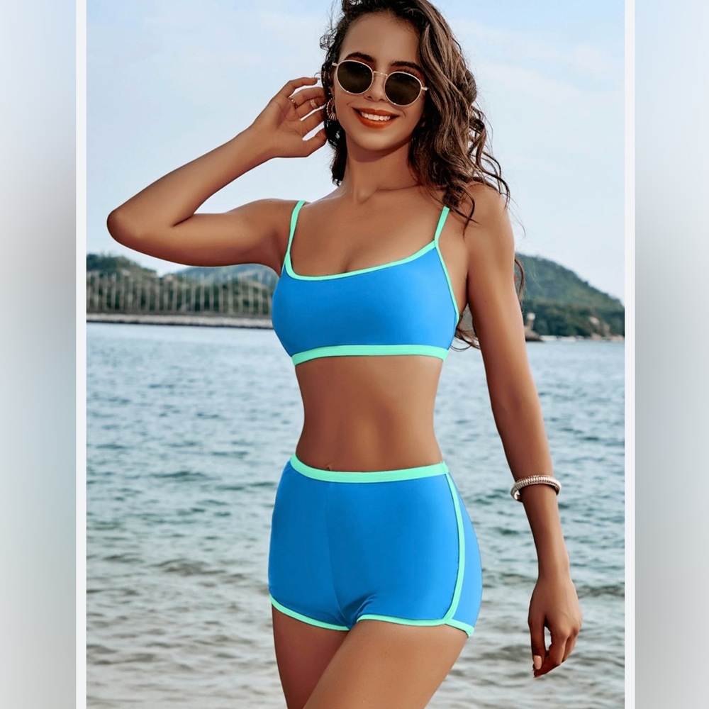 Stylish Blue and Green Bikini Set